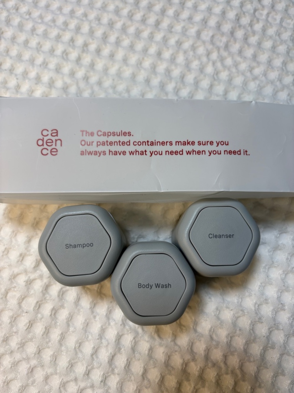 Cadence Hex Capsule Set - Light Gray Shampoo, Body Wash, Cleanser